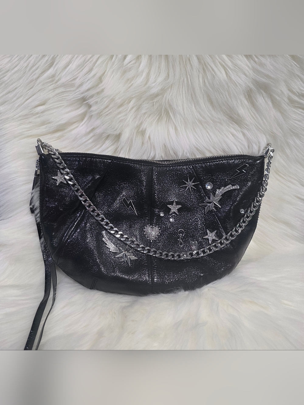 Rebecca Minkoff Celestial Studs Zip Around Crescent Crossbody